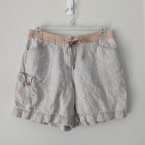 J. Jill Linen Cream Colored Stretch Waist Shorts Size 12